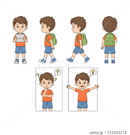 Set of Cute children students character. illustration design. 133283218