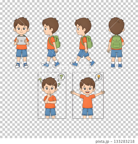 Set of Cute children students character. illustration design. Set of Cute children students character. illustration design. 133283218