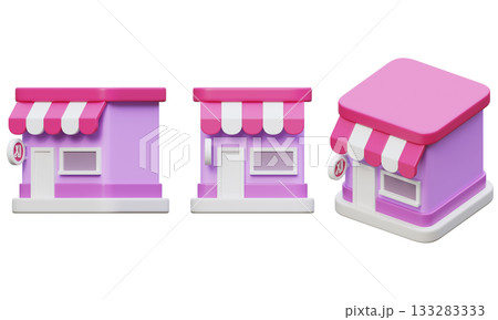 3D cartoon style hair salon building icon 133283333