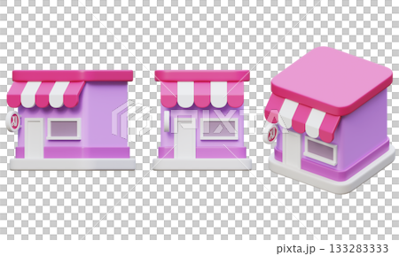 3D cartoon style hair salon building icon 133283333