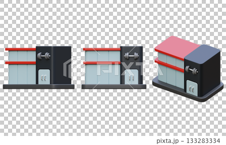 3D cartoon style gym center building icon 3D cartoon style gym center building icon 133283334