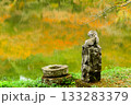 池に映る紅葉を見守る用作公園の狛犬 133283379