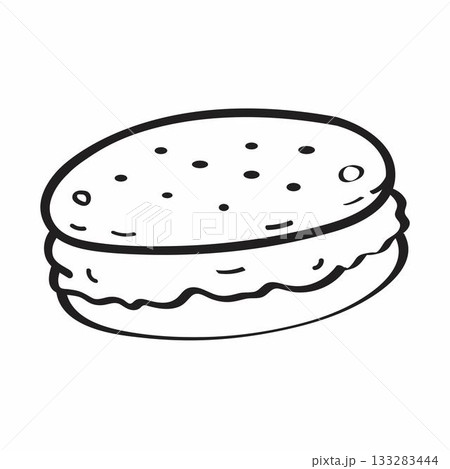 Cute cartoon Macaron line art outline drawing for coloring book 133283444