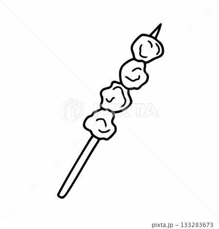 Cute cartoon Toasted meatballs line art outline drawing for coloring book 133283673