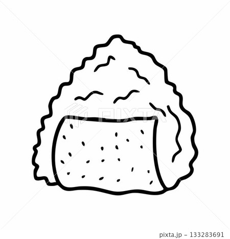 Cute cartoon rice ball line art outline drawing for coloring book 133283691