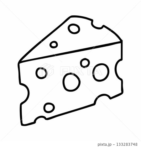 Cute cartoon cheese line art outline drawing for coloring book 133283748