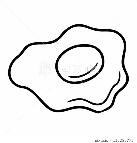 Cute cartoon fried egg line art outline drawing for coloring book 133283773