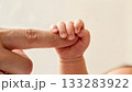 Newborn Baby Hand Gripping Parent Finger Trust Bond 133283922