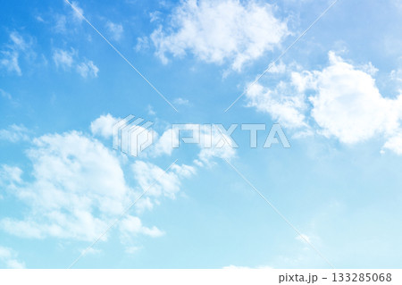 Blue pastel sky with white fluffy cloud. Blue pastel sky with white fluffy cloud. 133285068