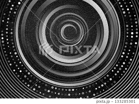Abstract linear monochrome circles with grunge grainy texture background 133285301