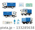 清掃局、ゴミ収集、大型ダンプ車とスタッフのセット 133285638