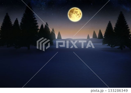 Full moon over snowy landscape Full moon over snowy landscape 133286349