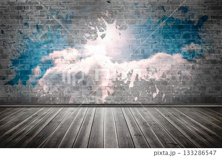 Splash on wall revealing clouds Splash on wall revealing clouds 133286547