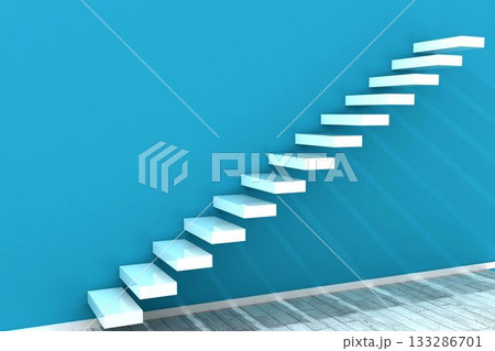 White steps on a blue wall 133286701