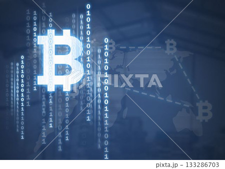 Digital bitcoin with binary code 133286703