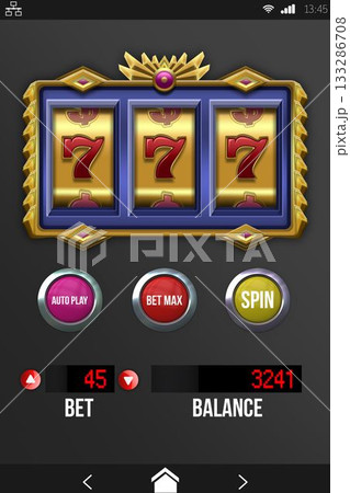 Casino slot machine app on mobile screen 133286708
