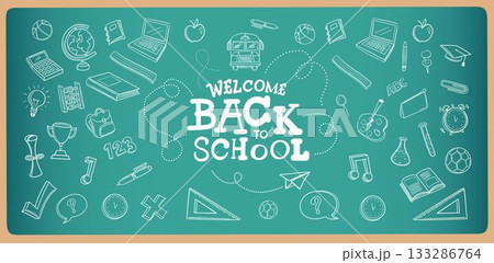 Back to school written on chalkboard 133286764