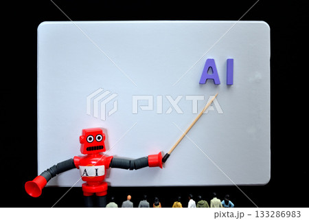 指し棒を持って講義するAIロボット イメージ 指し棒を持って講義するAIロボット イメージ 133286983