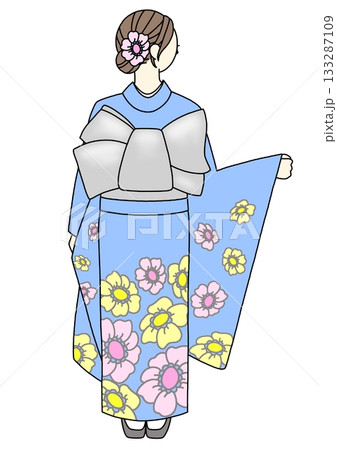 振袖　水色　後ろ 133287109