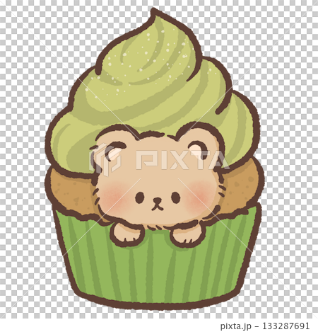 Cute matcha cupcake bear dessert illustration with kawaii pastel bakery vibes, sweet green tea frosting treat ideal for cozy food themed designs Cute matcha cupcake bear dessert illustration with kawaii pastel bakery vibes, sweet green tea frosting treat ideal for cozy food themed designs 133287691