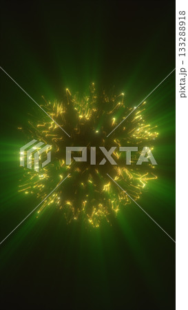 Glowing green and yellow energy burst with radial light rays, symbolizing power, explosion, and vibrant motion in a dark atmosphere Glowing green and yellow energy burst with radial light rays, symbolizing power, explosion, and vibrant motion in a dark atmosphere 133288918