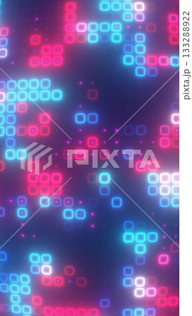 Abstract glowing grid with neon pink and blue squares on a dark background, symbolizing digital technology and futuristic design Abstract glowing grid with neon pink and blue squares on a dark background, symbolizing digital technology and futuristic design 133288922