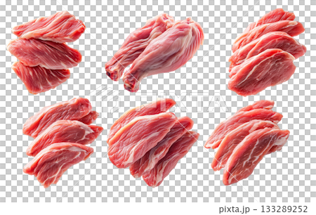 Set of chicken or turkey thigh isolated on white transparent background 133289252