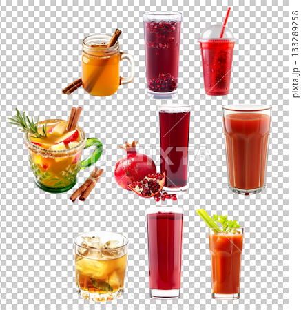 Apple Cinnamon Punch in a green mug, tomato juice with fresh herbs and pomegranate juice Apple Cinnamon Punch in a green mug, tomato juice with fresh herbs and pomegranate juice 133289258