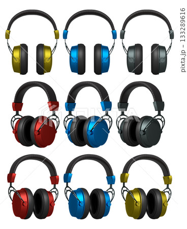 Stylish gaming headsets for immersive sound experiences isolated on white background 133289616