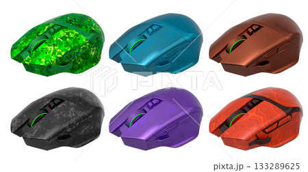 Set of wireless gaming computer mouse isolated on white background Set of wireless gaming computer mouse isolated on white background 133289625