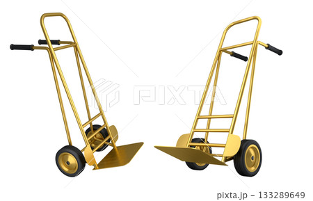 Set of Empty hand truck or dolly for delivery and carrying isolated on white background Set of Empty hand truck or dolly for delivery and carrying isolated on white background 133289649