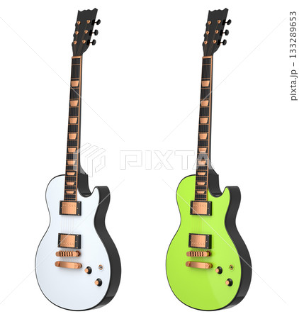 Set of electric acoustic guitar isolated on white transparent background. Set of electric acoustic guitar isolated on white transparent background. 133289653