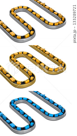 Set of Airport luggage conveyor belt or baggage claim area with suitcases on white. 133289721