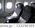 Frankfurt, Germany, June 10, 2019: Premium Economy Seats by the Window on a Long Haul Aircraft 133290169