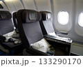 Frankfurt, Germany, June 10, 2019: Premium Economy Seats by the Window on a Long Haul Aircraft 133290170