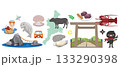 三重県の名物と観光地のアイコンセット 伊勢志摩の特産品ベクターイラスト 133290398