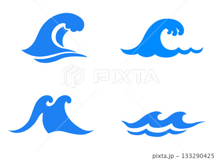 水や波のアイコン素材セット 133290425