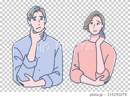 Senior couple who are worried/troubled Senior couple who are worried/troubled 133291079