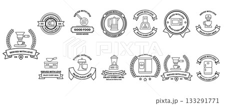 A collection of black and white logos for various products and services A collection of black and white logos for various products and services 133291771