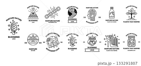 The image is a collection of different symbols and designs, including a tree The image is a collection of different symbols and designs, including a tree 133291807