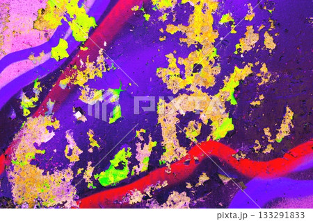 Colorful Abstract Graffiti Texture with Neon Purple and Yellow for Urban 90s Aesthetic 133291833