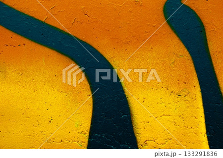 Bold Abstract Orange and Black Wall Art with Textured Surface 133291836