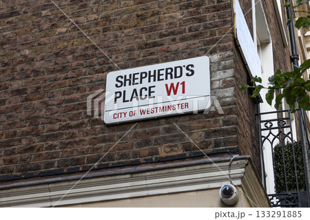 Shepherd's Place W1 Street Sign on Brick Wall, City of Westminster, London 133291885
