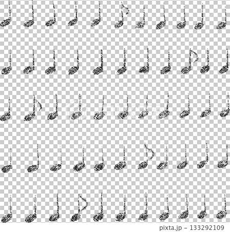 手描きの音符柄の背景イラスト、黒色 133292109