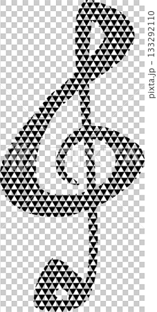 Black triangle halftone treble clef illustration 133292110