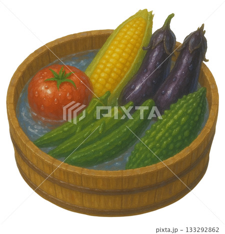 【野菜】みずみずしい夏野菜のイラスト 133292862