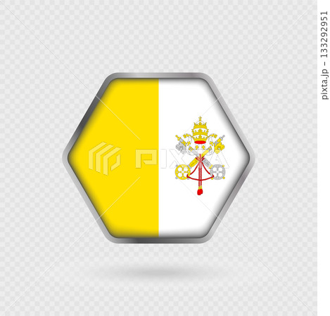 Vatican flag in a hexagon frame. 133292951