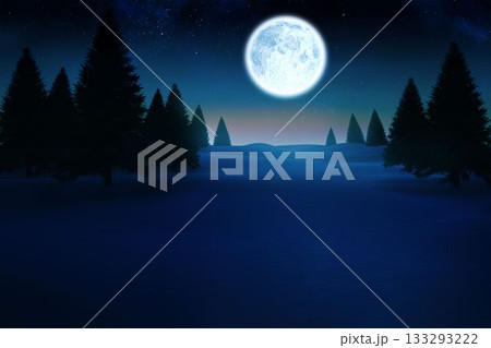 Full moon over snowy landscape 133293222