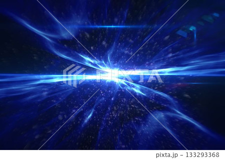 Pulsating blue energy beam is streaking across deep space in flat vector design, copy space Pulsating blue energy beam is streaking across deep space in flat vector design, copy space 133293368