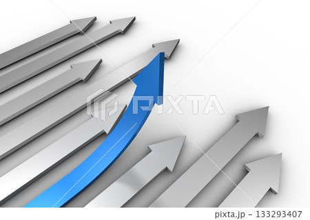 Blue arrow pointing up from grey arrows Blue arrow pointing up from grey arrows 133293407